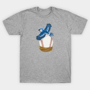 Play Ball! Blue Jay Baseball Egg in Nest T-Shirt